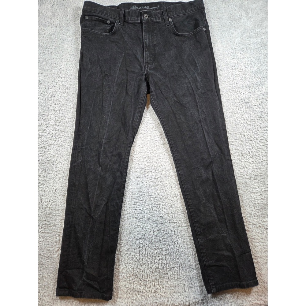 Eddie Bauer Jeans 35x30 Black Mens Straight Leg Cotton Stretch Denim Dark Wash
